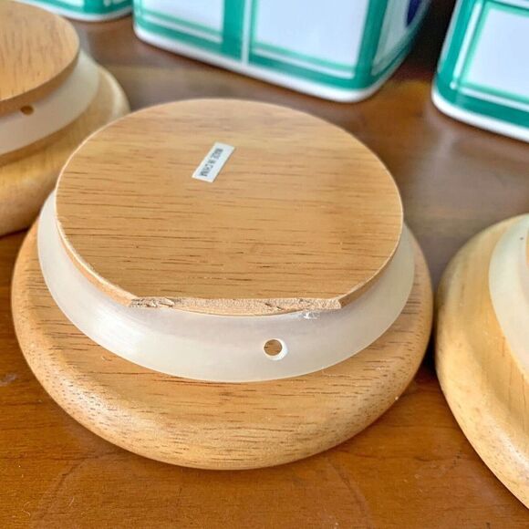 Vintage Lillian Vernon Bright Farmhouse Kitchen Fruit Canister Wood Lid Set of 4 - Picture 6 of 12